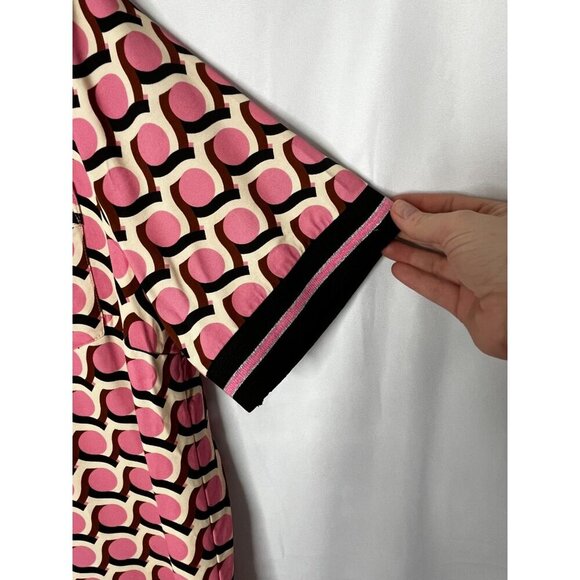Exquise Retro Pattern Button-Up Collared Shirt Pink Black Geometric Design XL - Picture 8 of 11